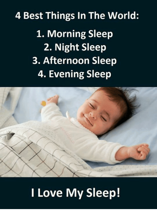 4 best things in the world, morning sleep, night sleep, afternoon sleep and evening sleep