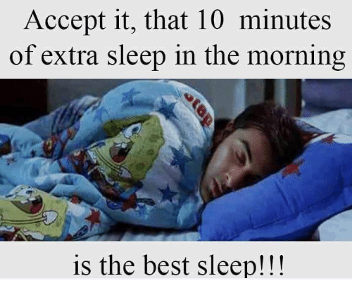 accept it, that 10 minutes of extra sleep in the morning is the best sleep
